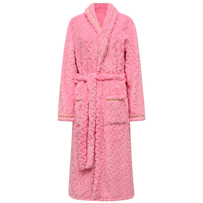 Coral Fleece Bathrobe Long Pajamas