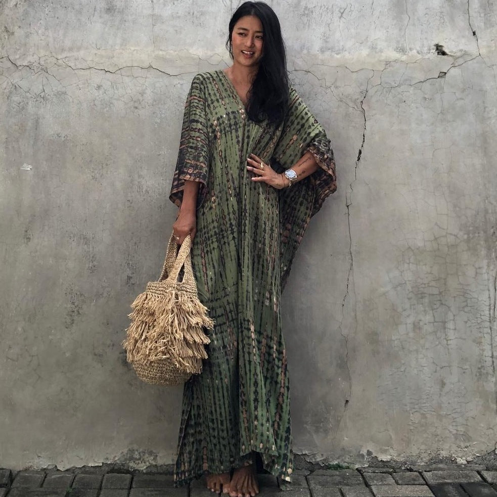 Rustic Chic Cotton Beach Cover-up Robe Dress