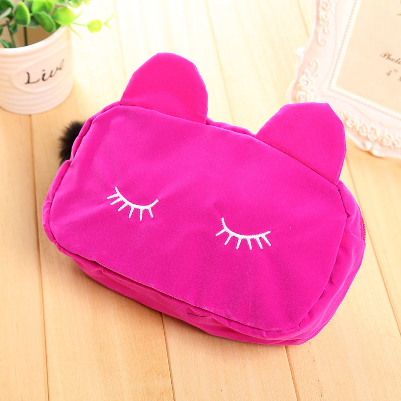 Flocking Korean Style Fabric Beauty Gift Set Travel Cosmetic Buggy Bag