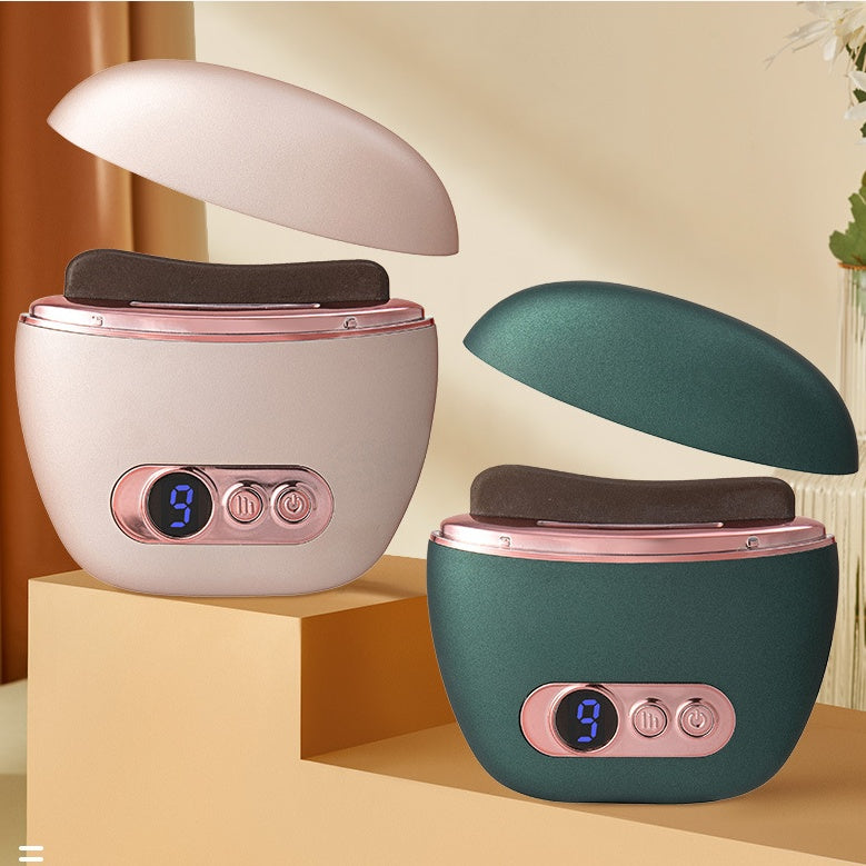 Luxe Stone Scrapping Plate Smart Meridian Brush Face Shaving Beauty Massager Constant Temperature Heat Facial Cleaner