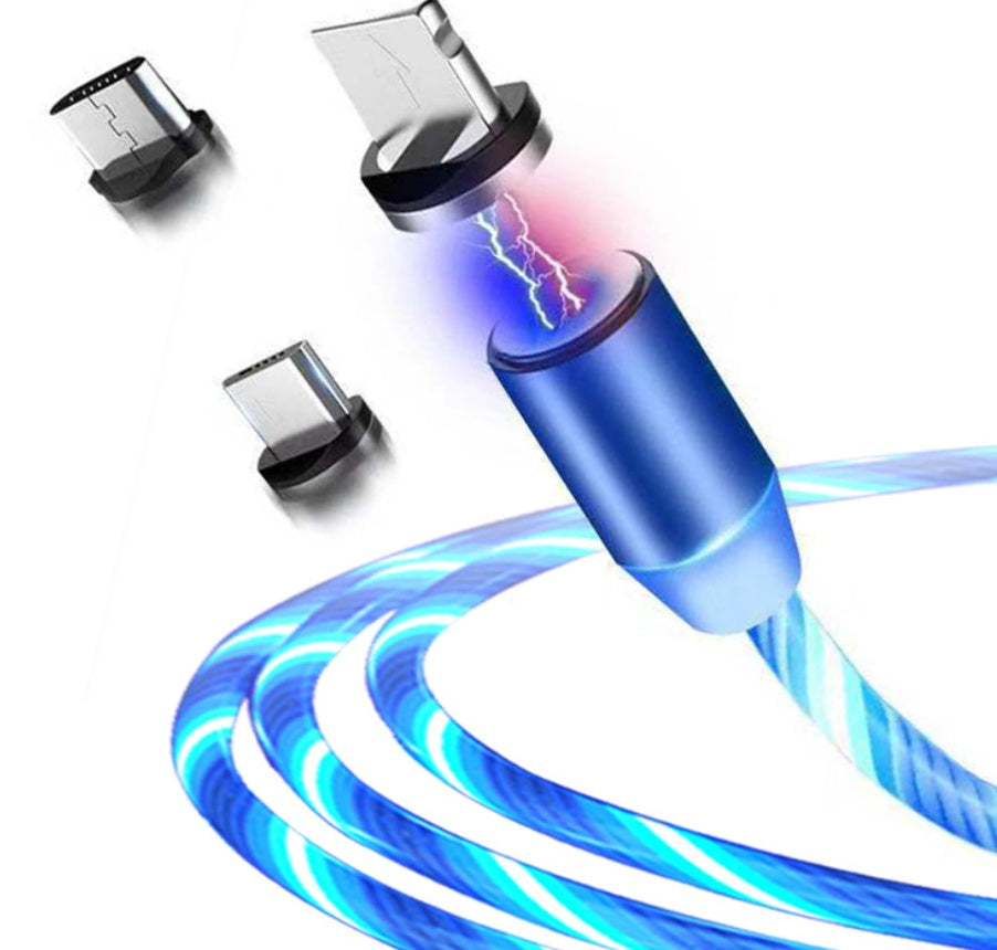 Flowing Light Magnetic Charging Cable - 3-in-1 Apple iPhone Android TypeC Fast Charger