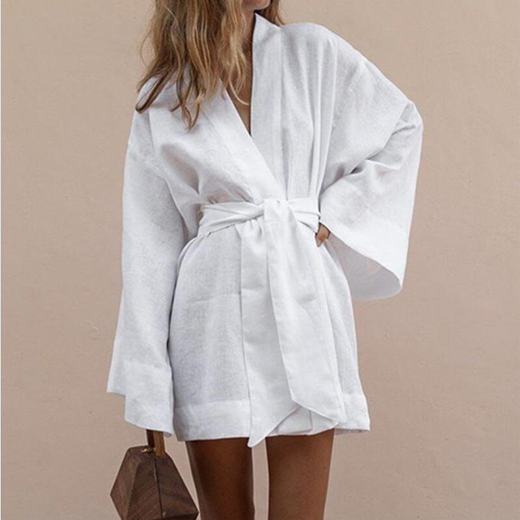 Cotton and linen shirt skirt