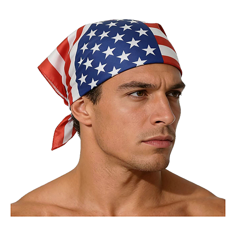 Scarf US flag print square head wrap worn by a man