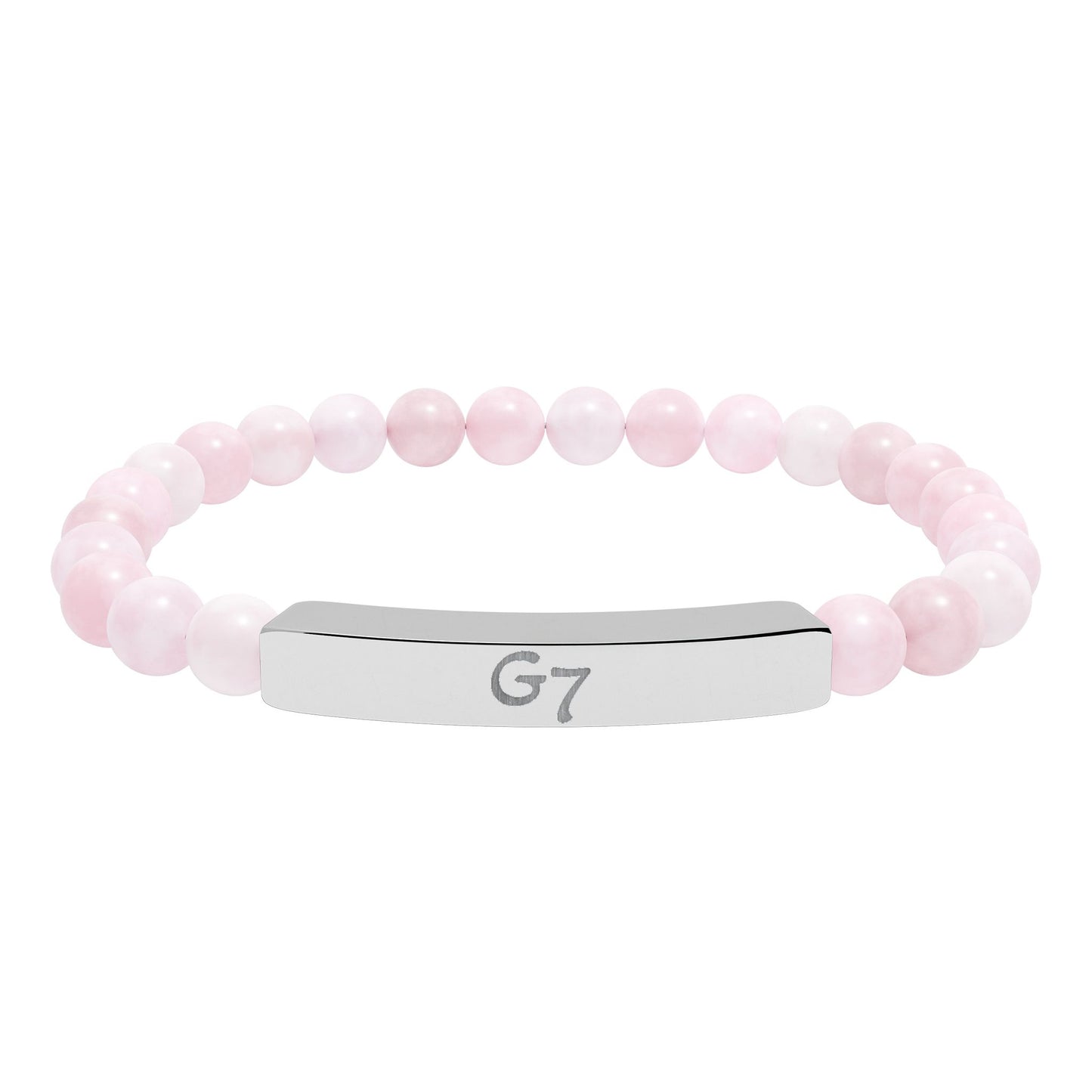 Unisex Engraved G7 Group Natural Stone Bar Bracelet -Wealth Good Fortune, Health, Love, Success and Happiness!