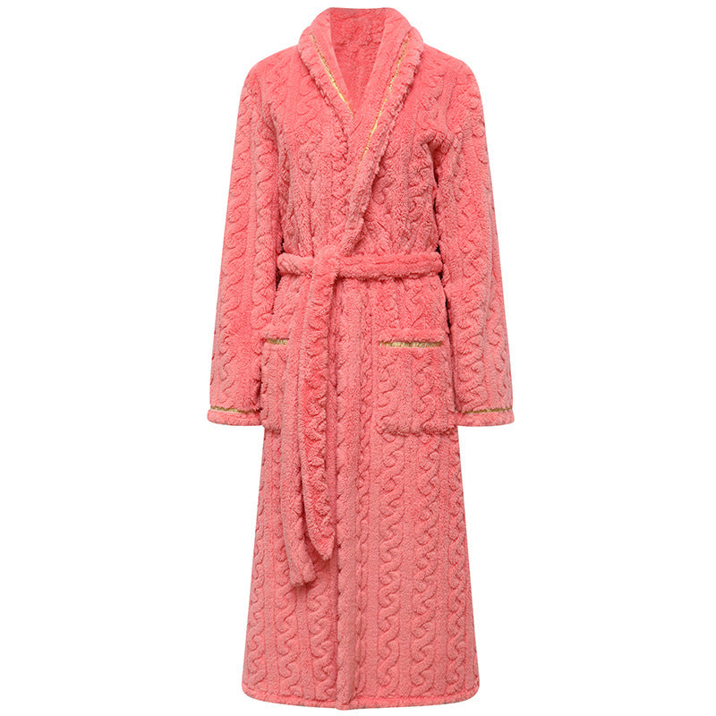Coral Fleece Bathrobe Long Pajamas