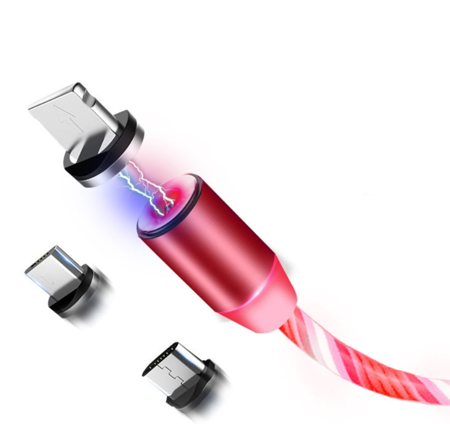 Flowing Light Magnetic Charging Cable - 3-in-1 Apple iPhone Android TypeC Fast Charger