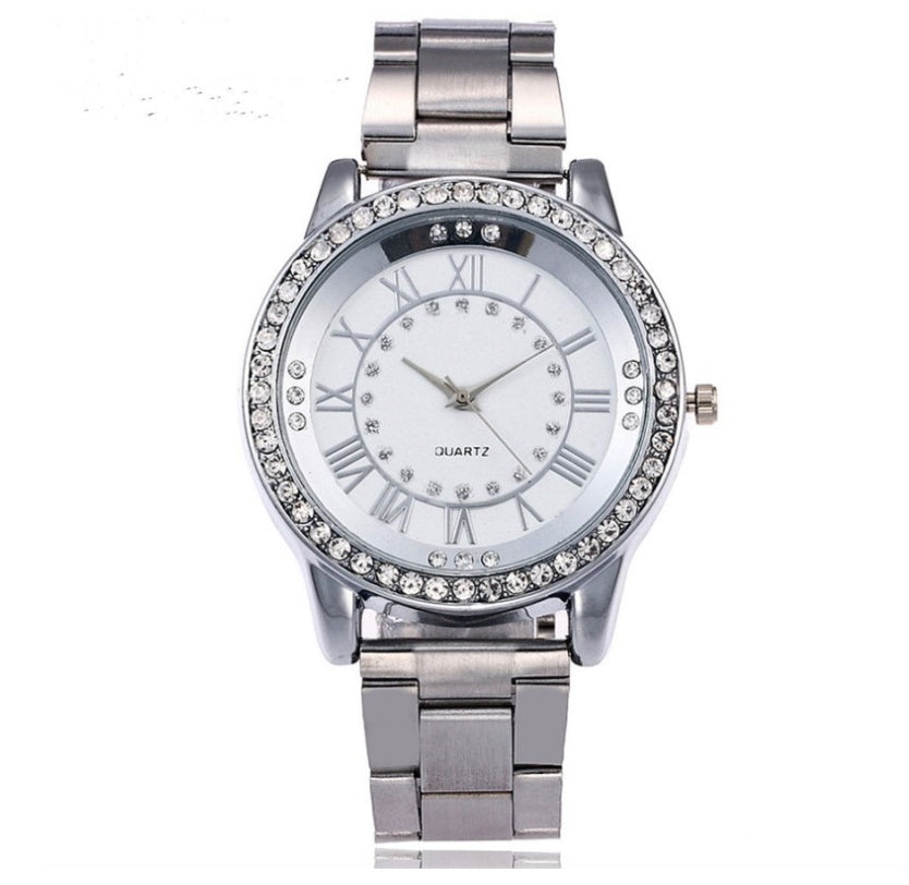 Luxury Designer Silver Rose Gold Watches for Women Dress Rhinestone Quartz Watch Casual Women Stainless Steel Wristwatches Female Clock