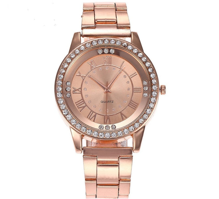 Luxury Designer Silver Rose Gold Watches for Women Dress Rhinestone Quartz Watch Casual Women Stainless Steel Wristwatches Female Clock