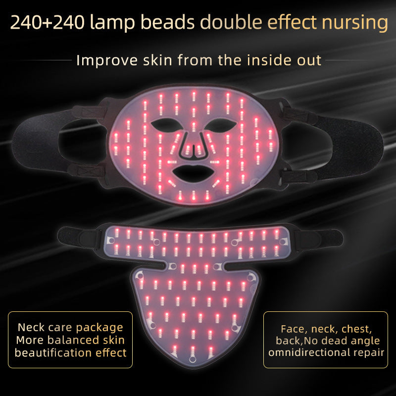 Light Therapy Anti Aging Facial Mask Neck Red Blue Light Household Skin Rejuvenation Mask