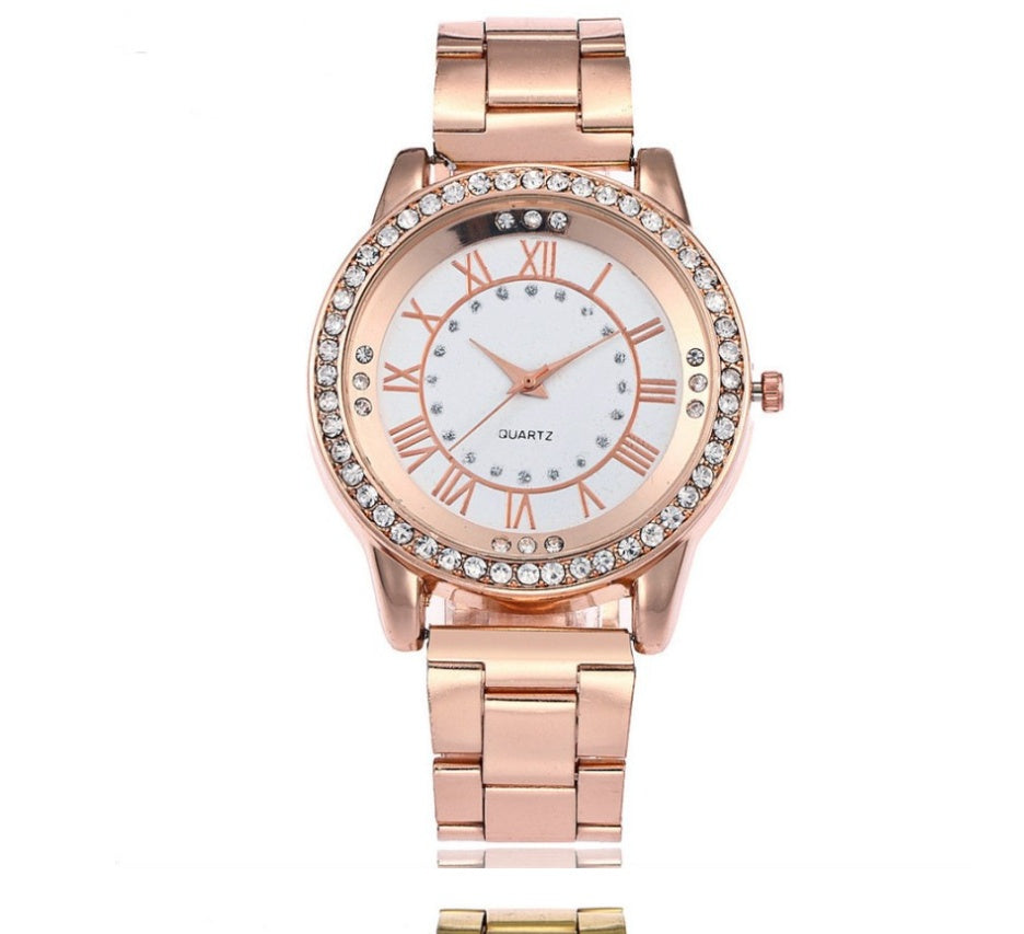 Luxury Designer Silver Rose Gold Watches for Women Dress Rhinestone Quartz Watch Casual Women Stainless Steel Wristwatches Female Clock