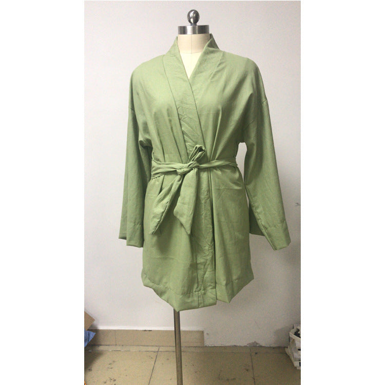 Cotton and linen shirt skirt