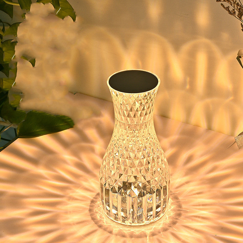 Luxe Crystal Vase Lamp USB Charging Romantic Bedside Diamond Table Lamp For Home Christmas Decor LED Lights