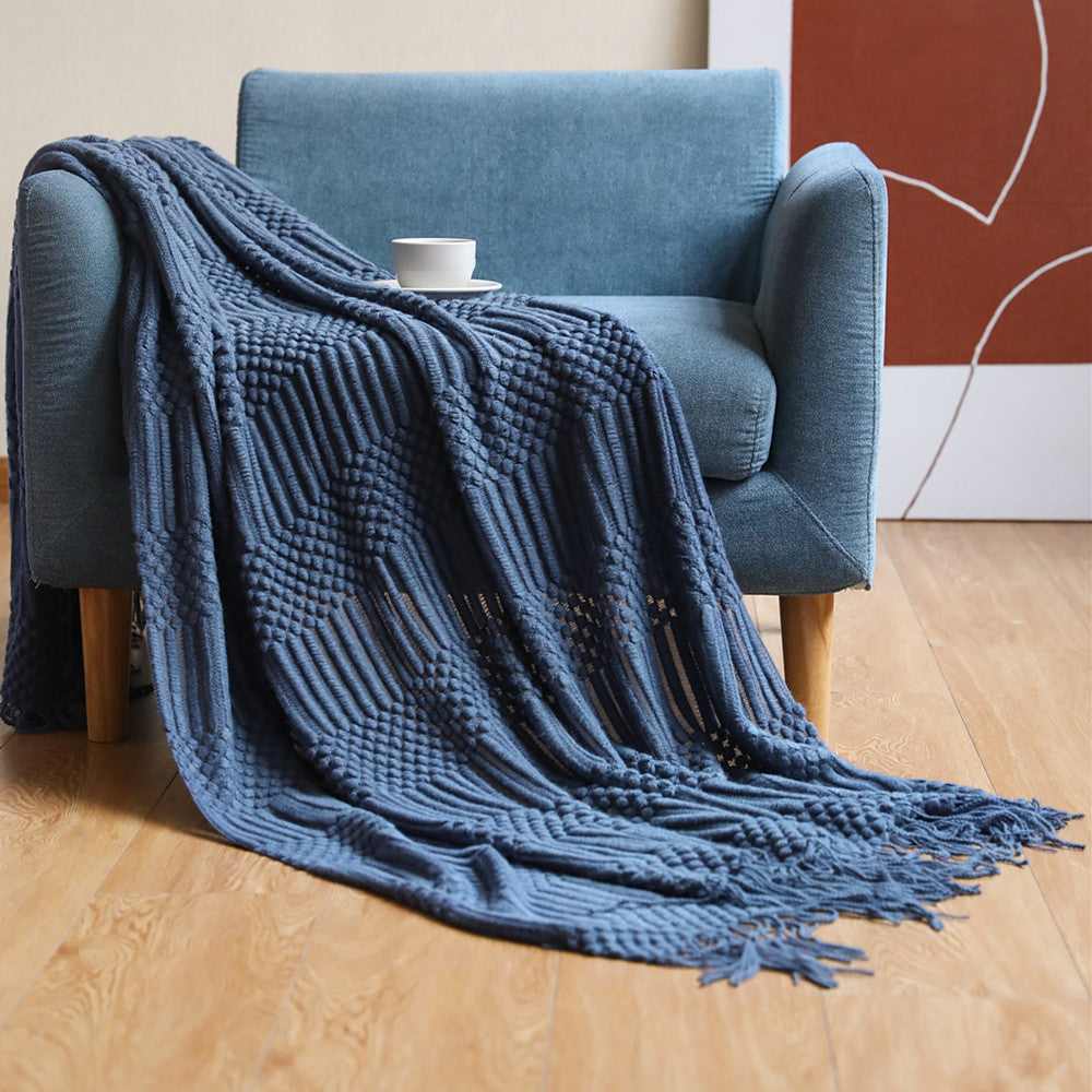 Nordic Luxury Blanket Hotel Bed Throw Bed Runner Tassel Shawl Blanket Bed Tail Cloth Cover Blanket B & B Bed Towel Knitted Blanket