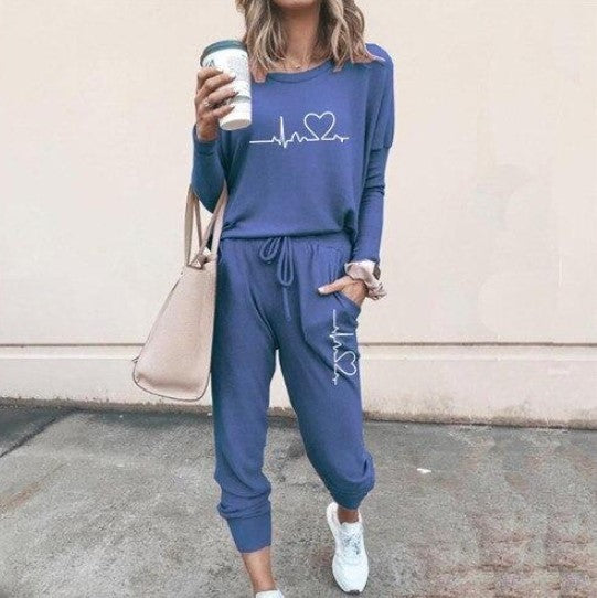 Women’s Casual Chic Lounge Set – Long Sleeve Pullover Top & Drawstring Pants with Pockets – Effortless Style & Comfort”