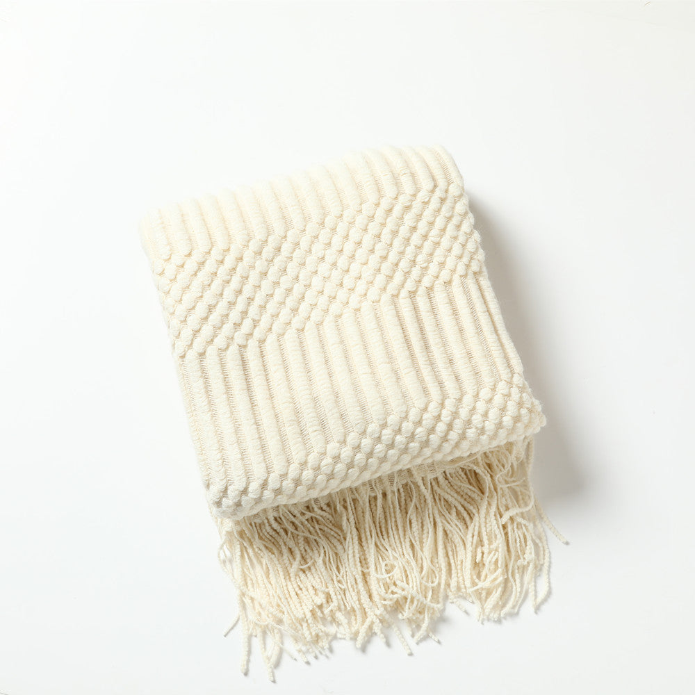 Nordic Luxury Blanket Hotel Bed Throw Bed Runner Tassel Shawl Blanket Bed Tail Cloth Cover Blanket B & B Bed Towel Knitted Blanket