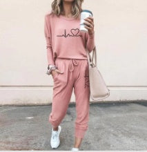 Women’s Casual Chic Lounge Set – Long Sleeve Pullover Top & Drawstring Pants with Pockets – Effortless Style & Comfort”