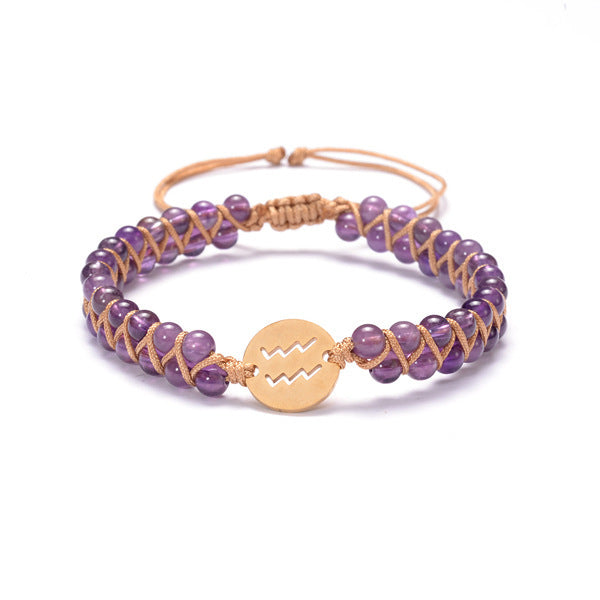 Beautiful Zodiac Sign Handwoven Natural Birthstone Unisex Bracelets