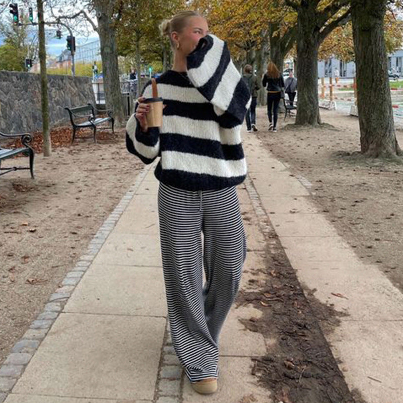 Your Luxury Striped Wide Leg Trousers In Premium Satin Deliver Everyday Glamour And Comfort.