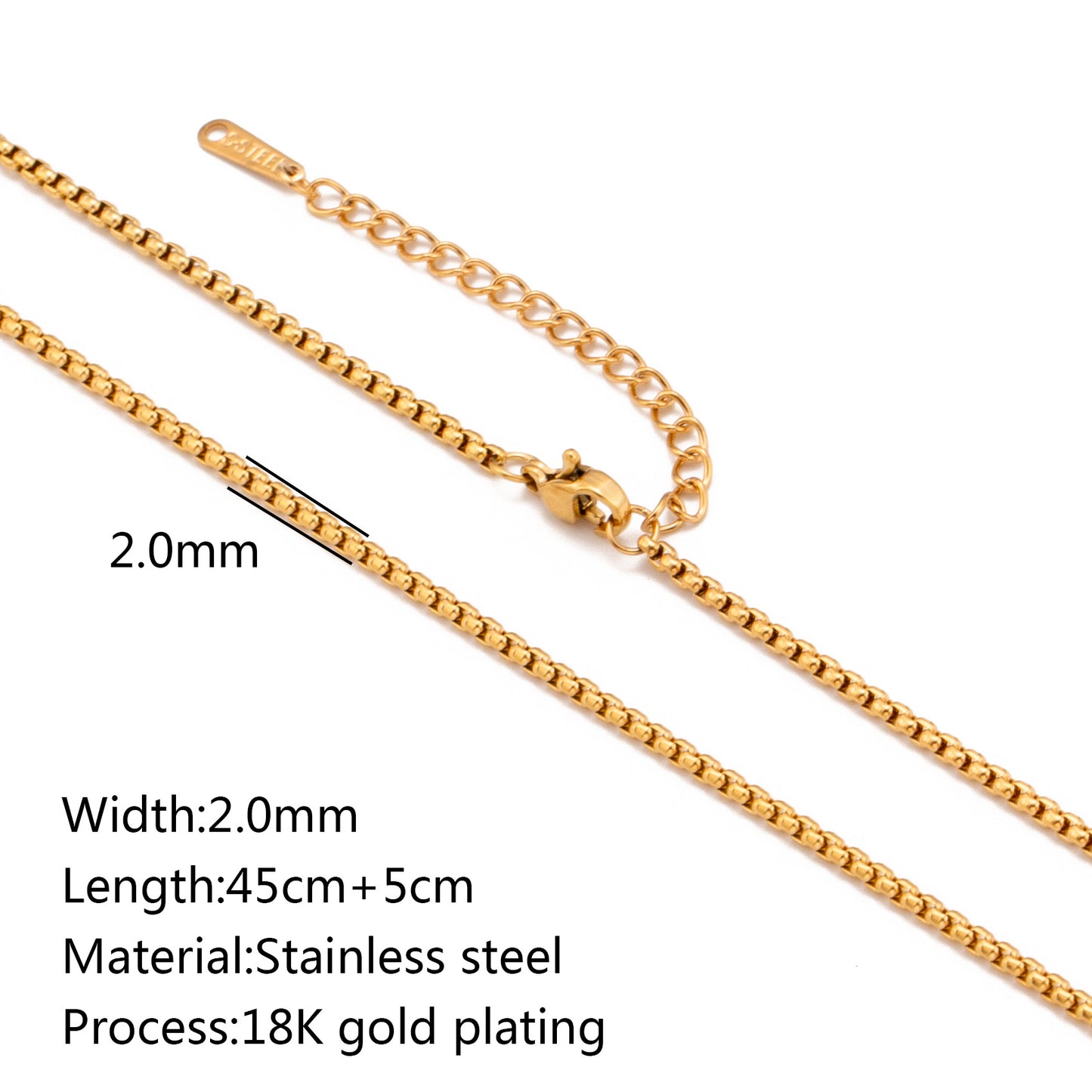 Durable Lip Chain Necklace with 18K Gold Color Vacuum Plating