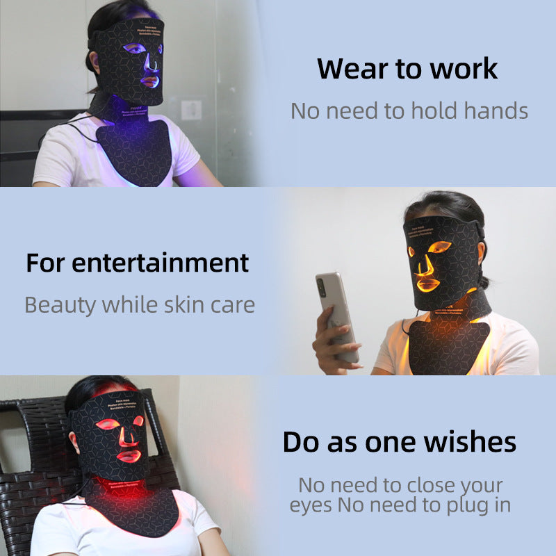 Light Therapy Anti Aging Facial Mask Neck Red Blue Light Household Skin Rejuvenation Mask