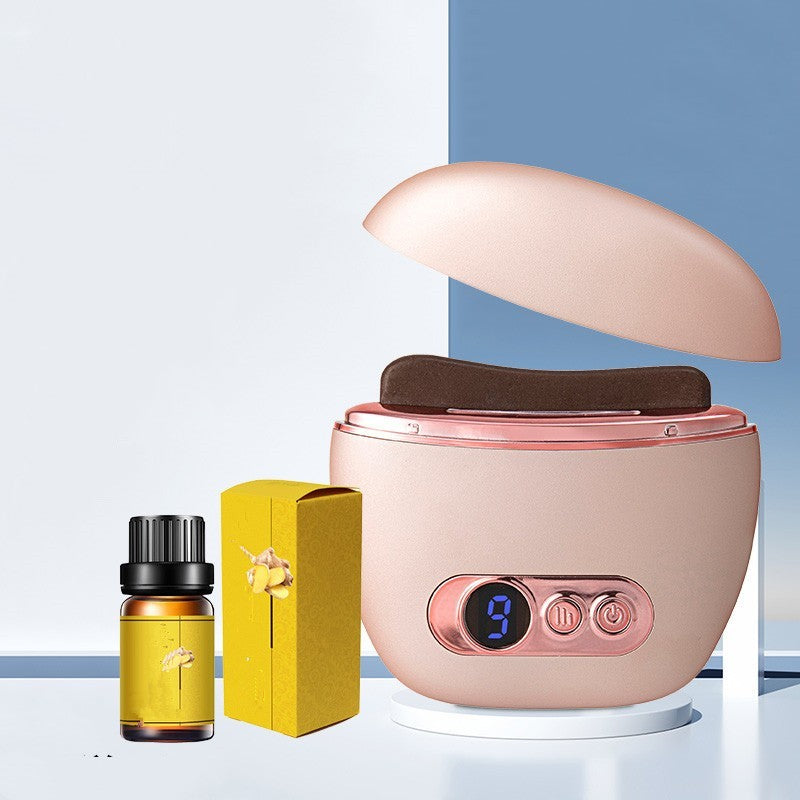 Luxe Stone Scrapping Plate Smart Meridian Brush Face Shaving Beauty Massager Constant Temperature Heat Facial Cleaner