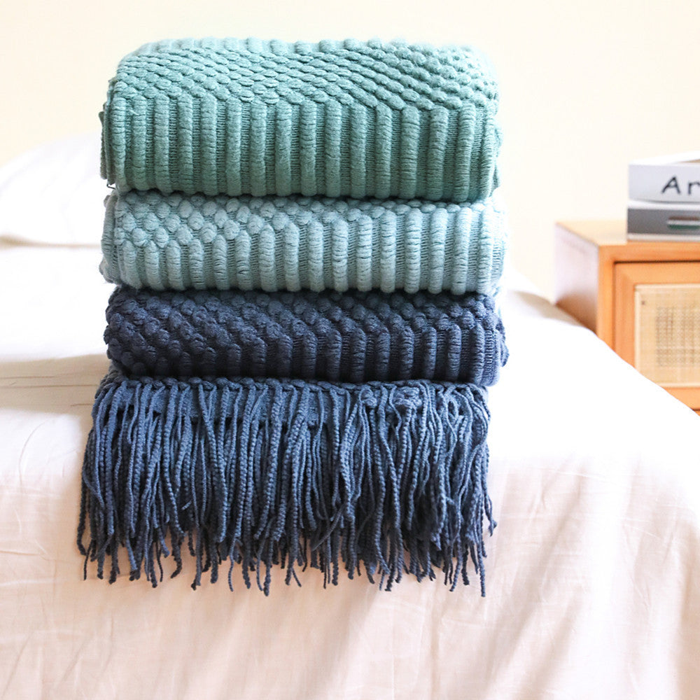 Nordic Luxury Blanket Hotel Bed Throw Bed Runner Tassel Shawl Blanket Bed Tail Cloth Cover Blanket B & B Bed Towel Knitted Blanket