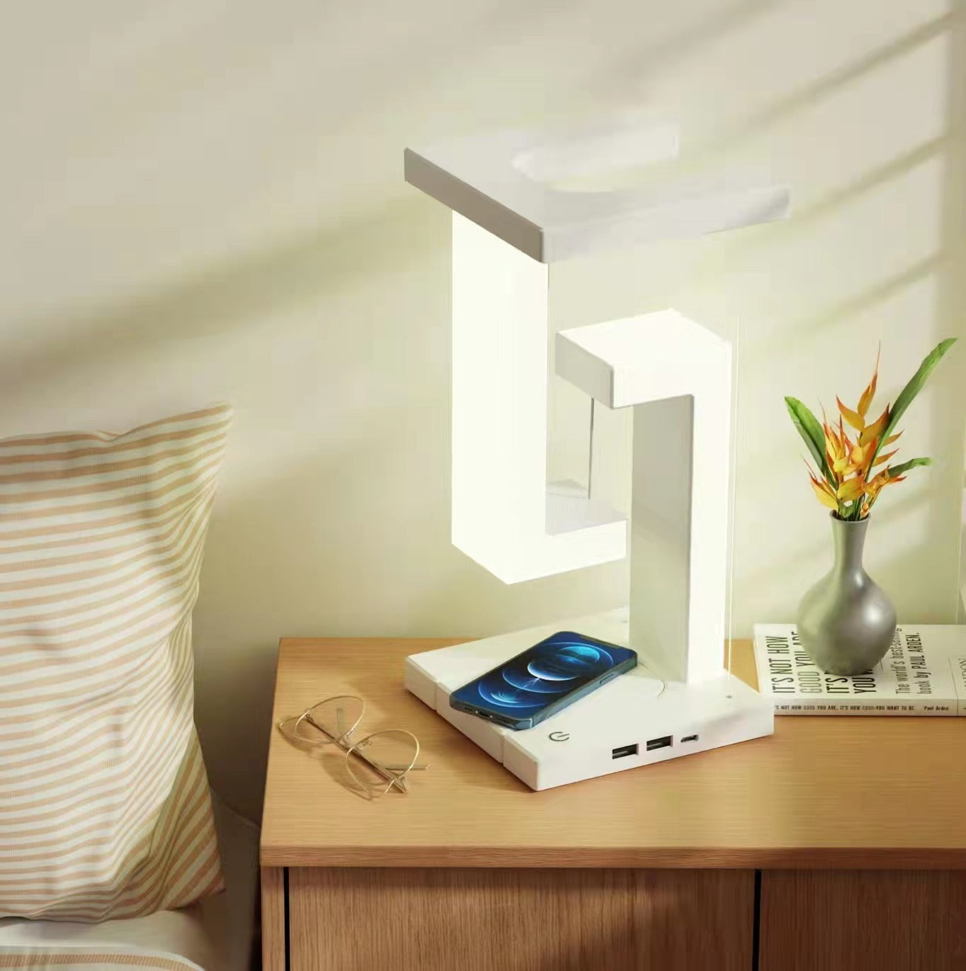 Modern Smartphone Wireless Charging Suspension Table Lamp Balance Lamp Floating For Home Bedroom