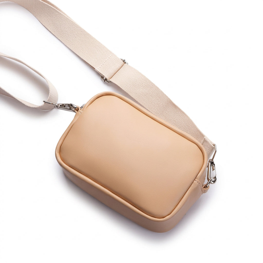Structured Rectangular Crossbody Camera Bag, styled view
