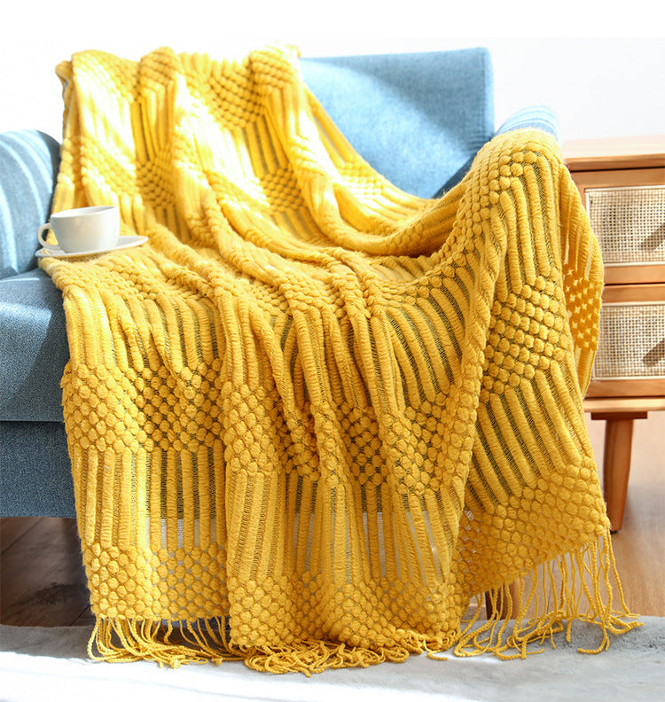 Nordic Luxury Blanket Hotel Bed Throw Bed Runner Tassel Shawl Blanket Bed Tail Cloth Cover Blanket B & B Bed Towel Knitted Blanket