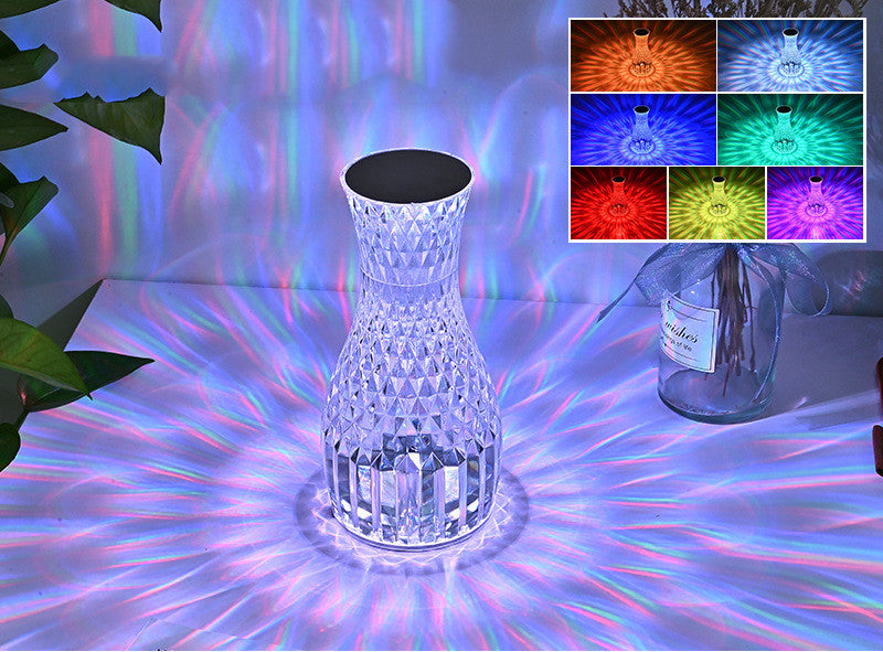 Luxe Crystal Vase Lamp USB Charging Romantic Bedside Diamond Table Lamp For Home Christmas Decor LED Lights