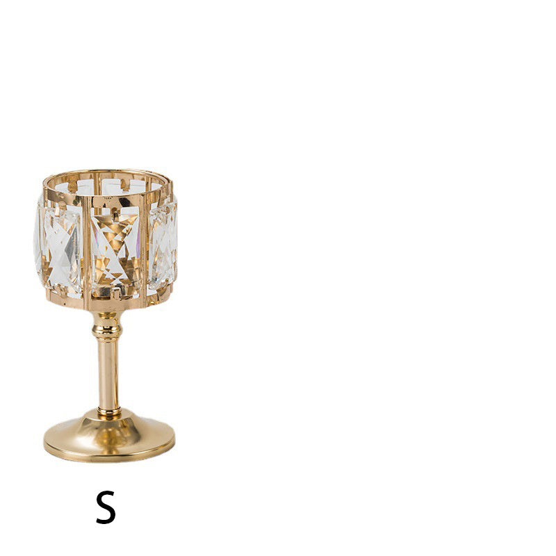 Crystal Candle Holder Creative Decoration Restaurant Metal Glass