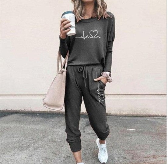 Women’s Casual Chic Lounge Set – Long Sleeve Pullover Top & Drawstring Pants with Pockets – Effortless Style & Comfort”