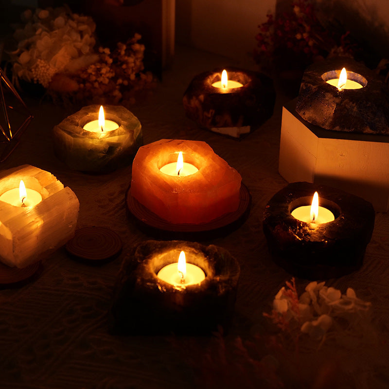 Natural White Crystal Powder Lamp Candlestick Aromatherapy Ornaments