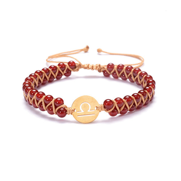 Beautiful Zodiac Sign Handwoven Natural Birthstone Unisex Bracelets
