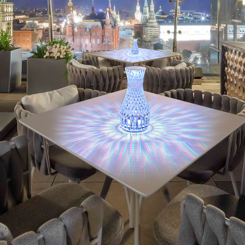 Luxe Crystal Vase Lamp USB Charging Romantic Bedside Diamond Table Lamp For Home Christmas Decor LED Lights