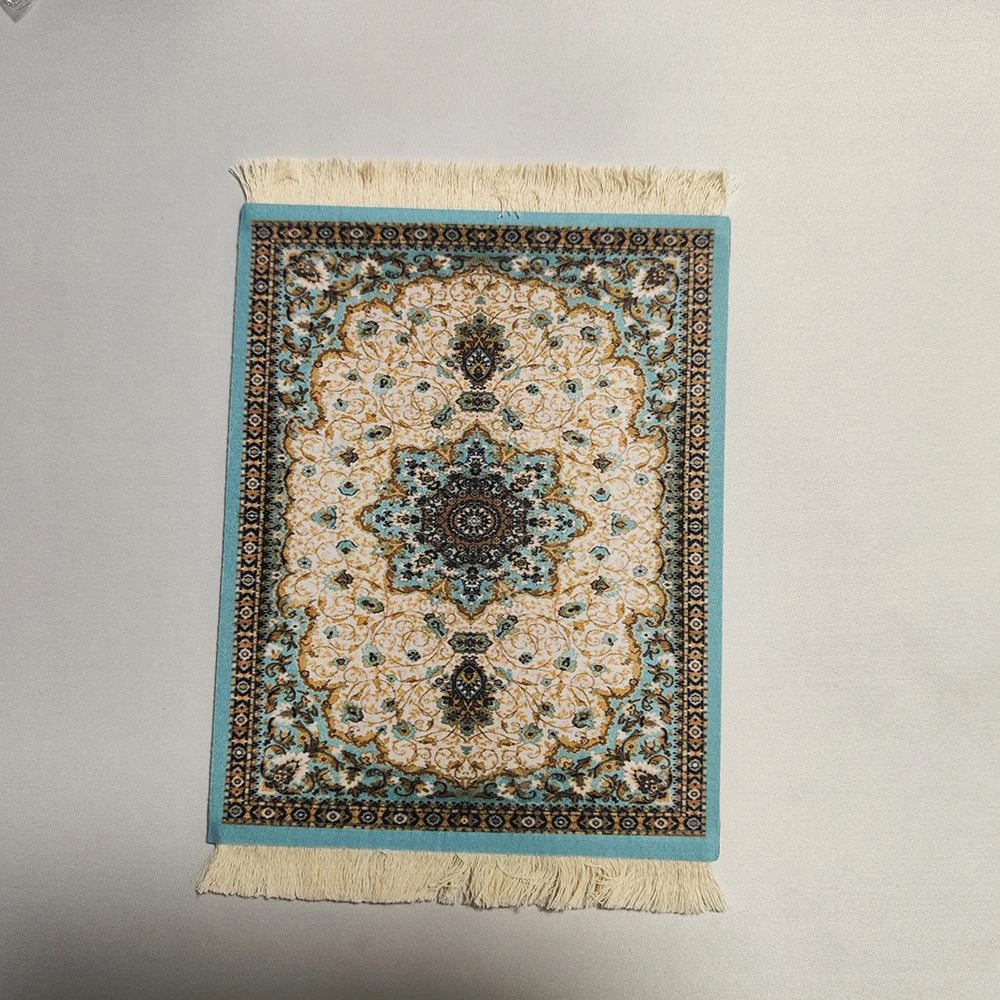 Persian carpet Woven flower small coaster wholesale merchants cheap mouse pad desk mat retro style rubber non-slip computer mats