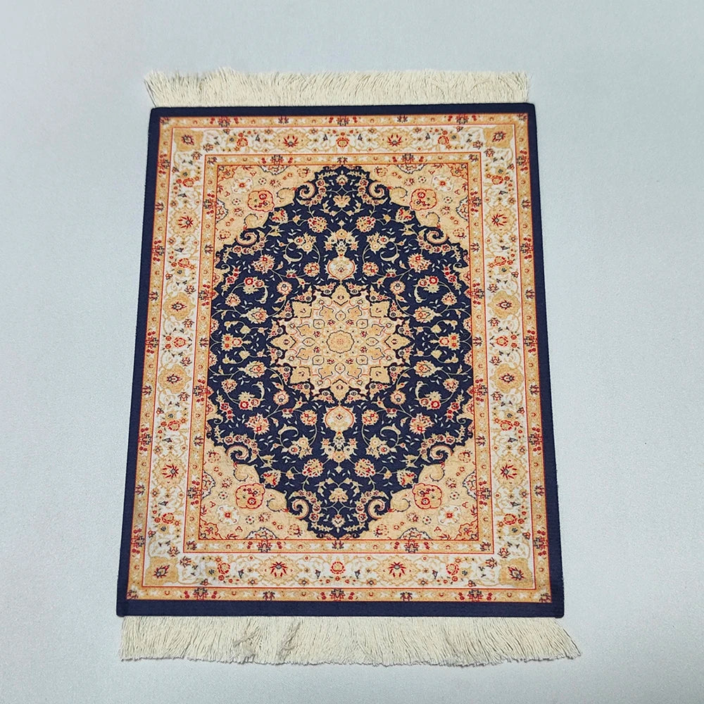 Persian carpet Woven flower small coaster wholesale merchants cheap mouse pad desk mat retro style rubber non-slip computer mats