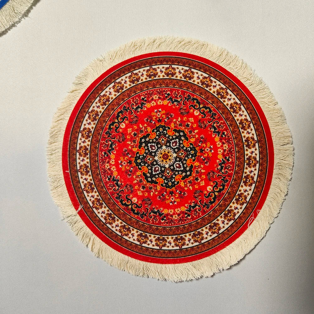 Persian carpet Woven flower small coaster wholesale merchants cheap mouse pad desk mat retro style rubber non-slip computer mats