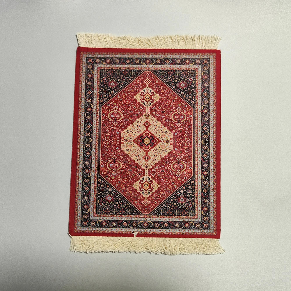 Persian carpet Woven flower small coaster wholesale merchants cheap mouse pad desk mat retro style rubber non-slip computer mats