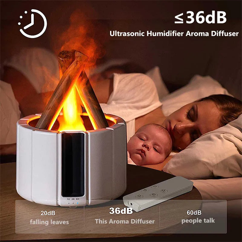 2025 New Simulated Flame Aroma Diffuser - Bonfire Air Humidifier Ultrasonic Cool Mist LED Essential Oil Lamp