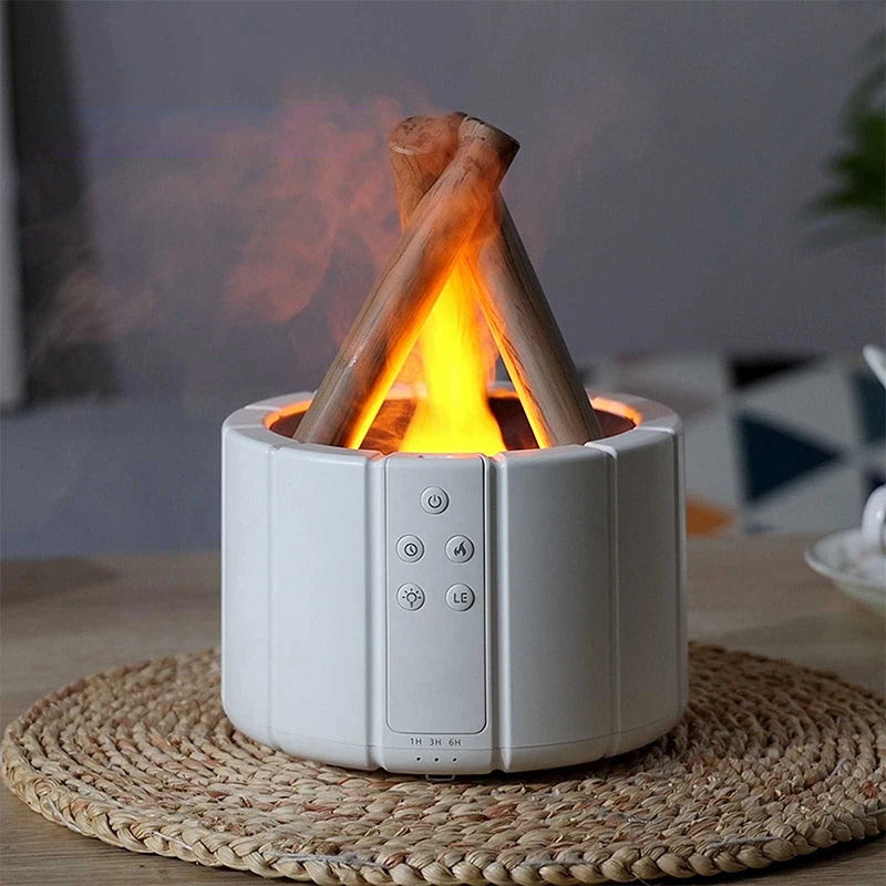 2025 New Simulated Flame Aroma Diffuser - Bonfire Air Humidifier Ultrasonic Cool Mist LED Essential Oil Lamp