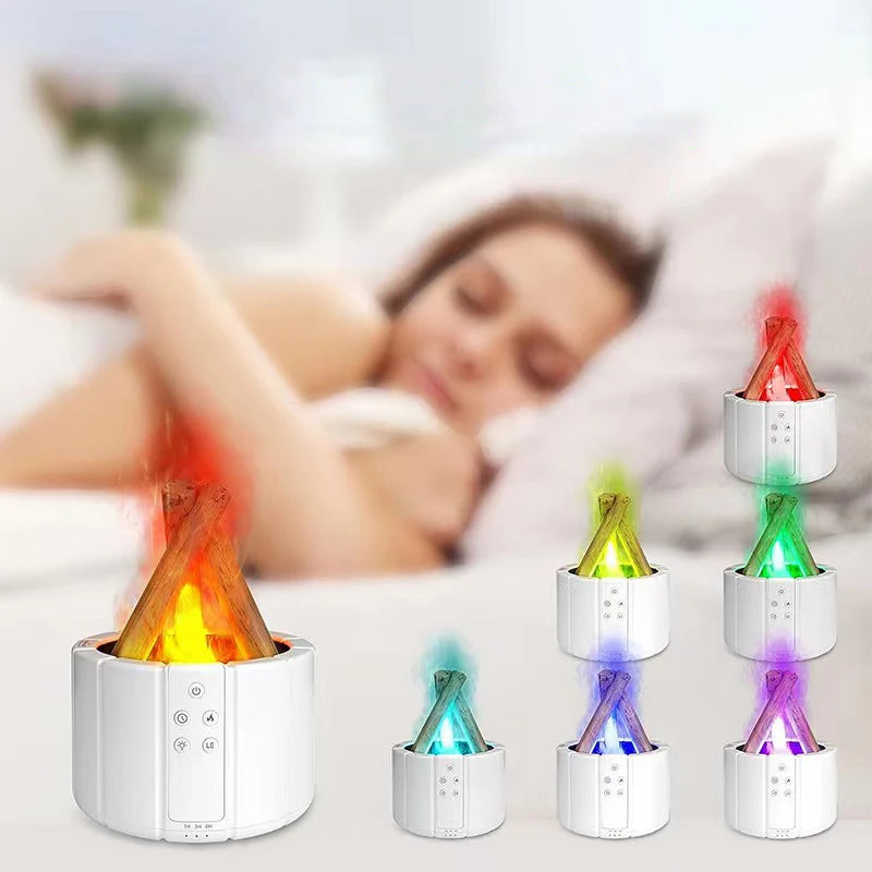 2025 New Simulated Flame Aroma Diffuser - Bonfire Air Humidifier Ultrasonic Cool Mist LED Essential Oil Lamp
