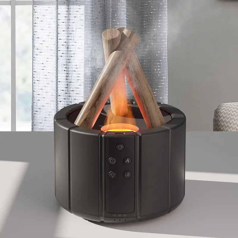 2025 New Simulated Flame Aroma Diffuser - Bonfire Air Humidifier Ultrasonic Cool Mist LED Essential Oil Lamp