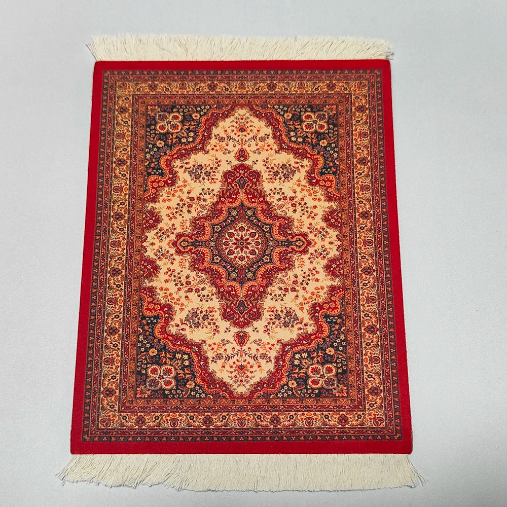 Persian carpet Woven flower small coaster wholesale merchants cheap mouse pad desk mat retro style rubber non-slip computer mats