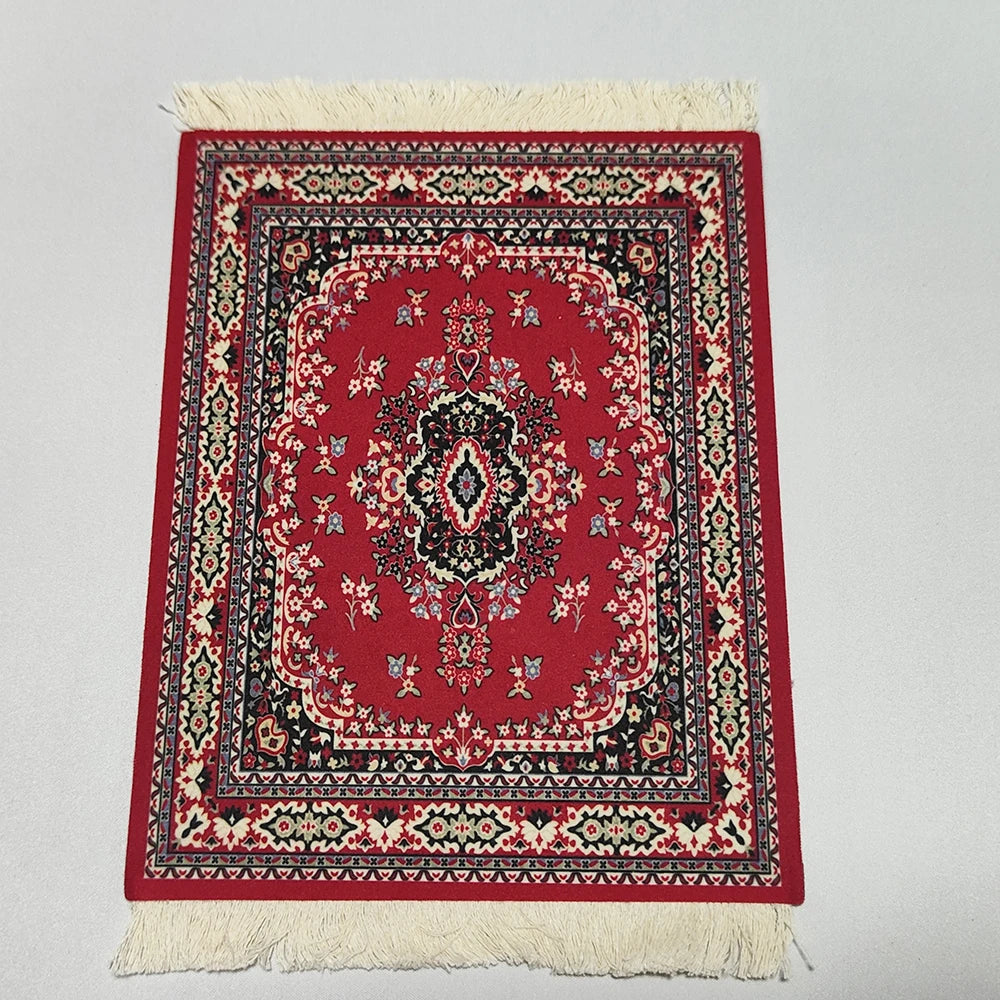 Persian carpet Woven flower small coaster wholesale merchants cheap mouse pad desk mat retro style rubber non-slip computer mats