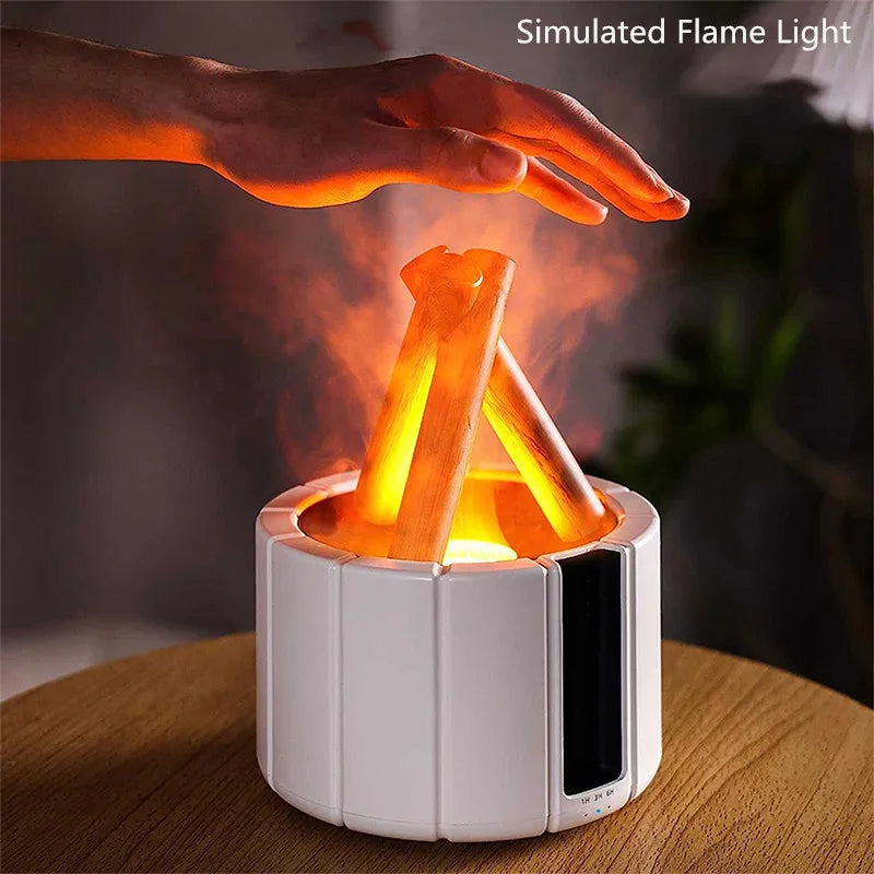 2025 New Simulated Flame Aroma Diffuser - Bonfire Air Humidifier Ultrasonic Cool Mist LED Essential Oil Lamp