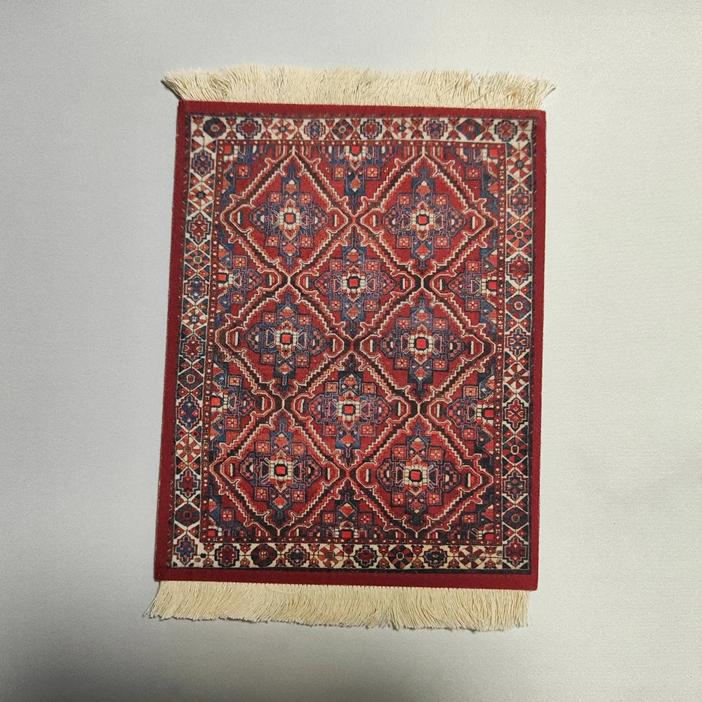 Persian carpet Woven flower small coaster wholesale merchants cheap mouse pad desk mat retro style rubber non-slip computer mats