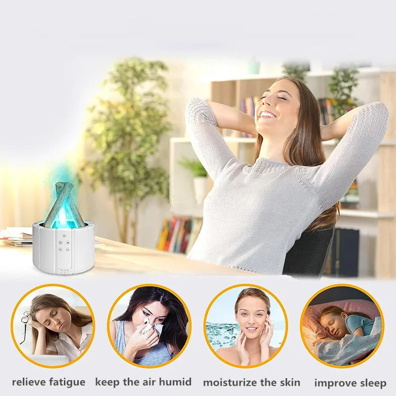 2025 New Simulated Flame Aroma Diffuser - Bonfire Air Humidifier Ultrasonic Cool Mist LED Essential Oil Lamp