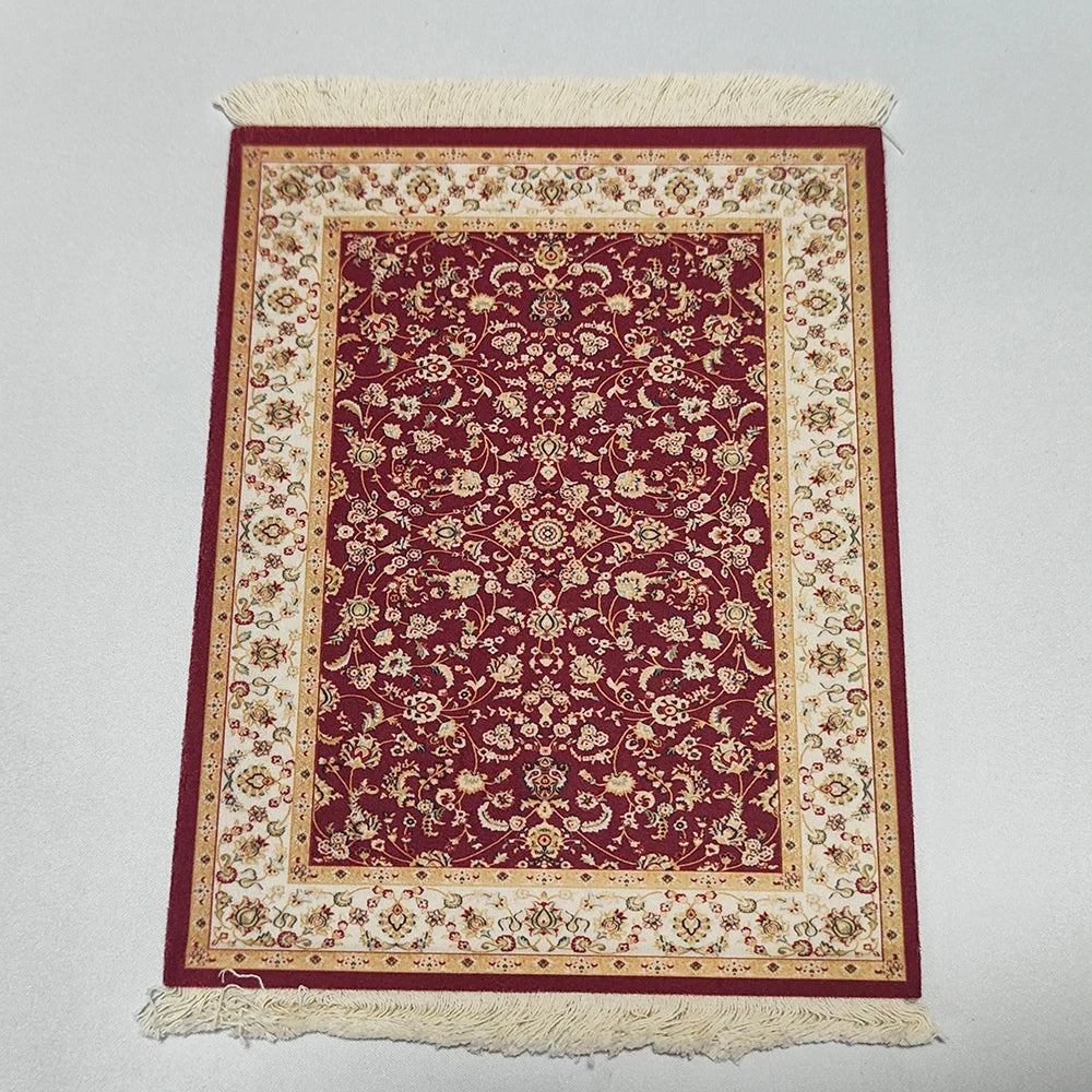 Persian carpet Woven flower small coaster wholesale merchants cheap mouse pad desk mat retro style rubber non-slip computer mats