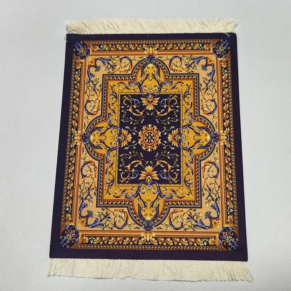 Persian carpet Woven flower small coaster wholesale merchants cheap mouse pad desk mat retro style rubber non-slip computer mats
